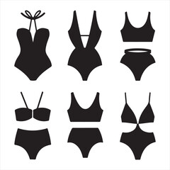 set vector various swimsuit silhouettes