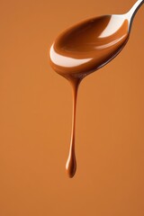 Caramel Drizzle: A spoonful of smooth, rich caramel, a sweet indulgence against a warm backdrop