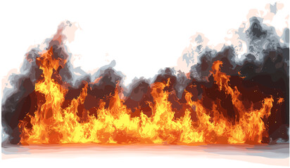 Vector realistic fire flare row on transparent background, special effect flame, blazing effect, isolated fire, visual design, fire animation, flame burst, transparent fire effects, flare graphics