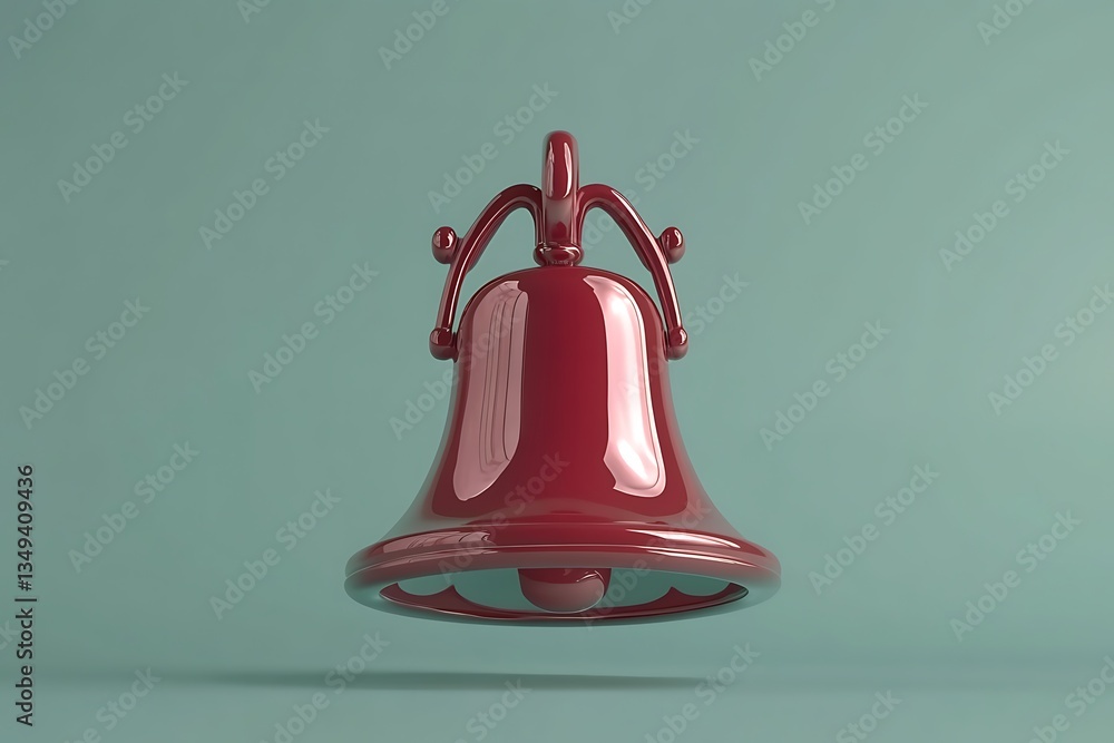 Poster a shiny red bell displays elegant curves and a handle