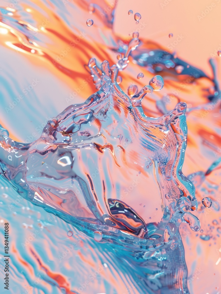 Poster fluid ink motion merges with pixel-like digital elements, illuminated by soft moody lighting for an 