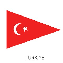 Turkiye flag or pennant icon isolated on white background . Vector illustration