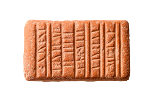 Brick with cuneiform inscription, ancient artifact, archaeology, cut out transparent