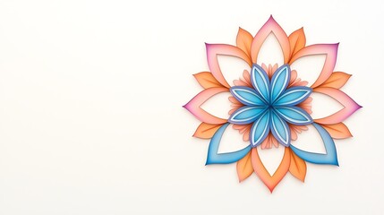 Fototapeta premium A vibrant abstract flower design featuring layers of blue, pink, and orange, perfect for backgrounds and creative projects.