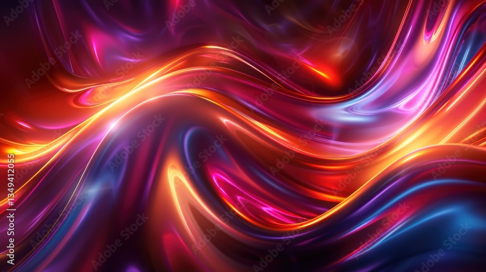 Poster bright fiber optic patterns intertwine, showcasing smooth curves and soft reflections in a vibrant d