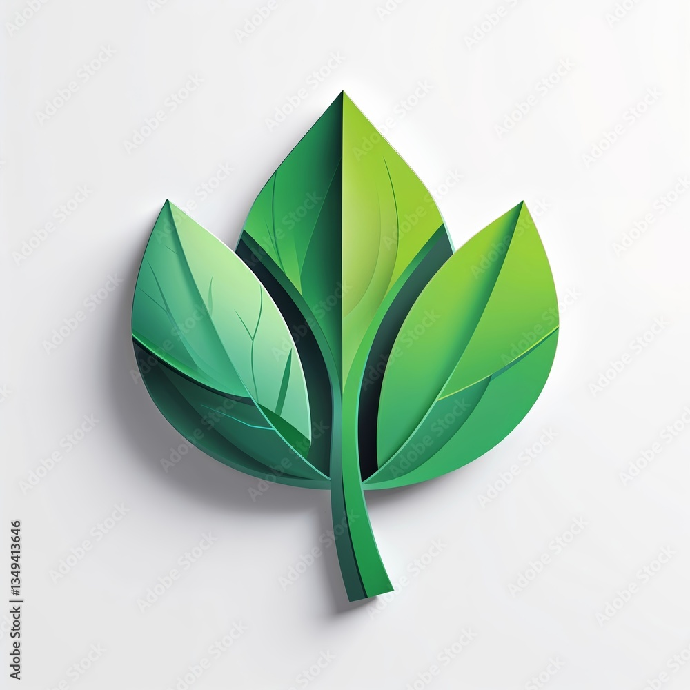 Poster green paper leaf design showcasing intricate detailing and layered texture on a light background