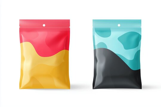 Blank mockup of flow pack. Front and rear side. Vector illustration isolated on white background. It can be used in the adv, promo, package, etc. EPS10
