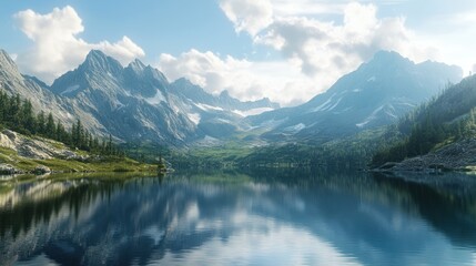 Obraz premium Mountain Lake Serenity