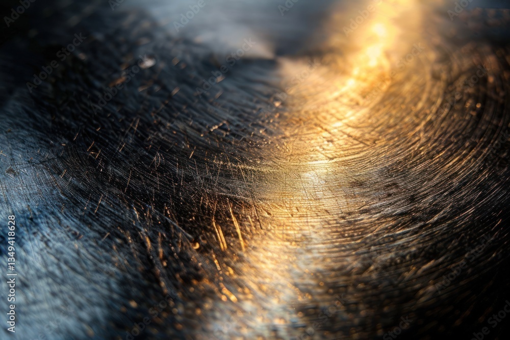 Poster brushed steel surface glimmers with soft highlights and a gradient fade, creating a captivating and 