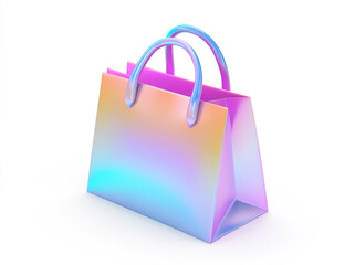shopping bag icon isolated on a white background, with a holographic gradient color.