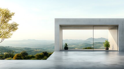 Fototapeta premium Modern concrete house with panoramic view