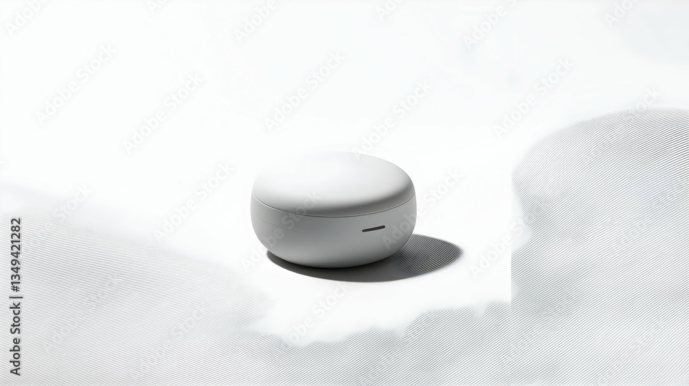 Poster minimalist white pod object with abstract dotted background isolated on white surface in studio