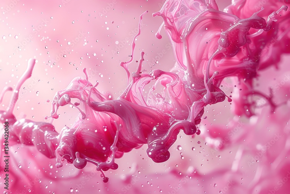 Aufkleber an ink splash interacts with water, scattering tiny droplets and creating a captivating spectacle
