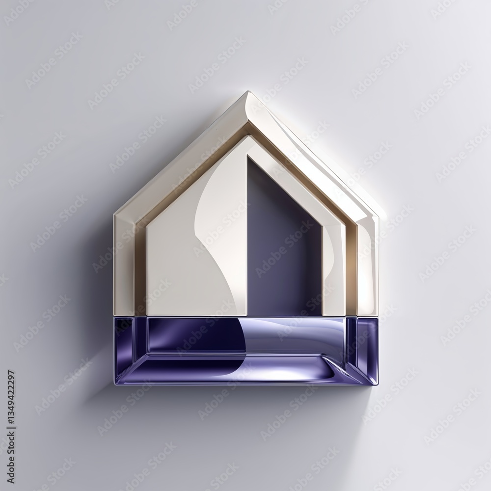 Poster modern architectural design with a unique geometric form displayed on a light gray background