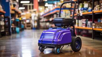 Obraz premium Expert tips for evenly applying glossy paint to warehouse floors with a roller in vibrant colors