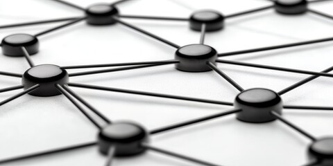 Abstract Network Connection Concept Black Nodes Linked Together White Background