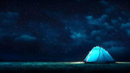 Camping Tent Under Starry Night Sky