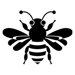A Flying Bee black Silhouette Clipart, Honey Bee.Simple, black silhouette of a bee, perfect for nature themed designs, logos, or illustrations.Logo of Bee icon vector silhouette isolated design
