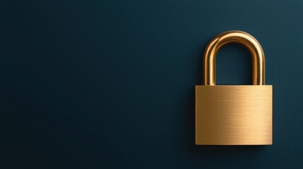 Fototapeta premium Golden Padlock on Dark Background Concept of Security and Protection