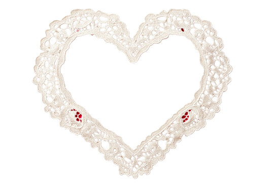 Naklejki Romantic lace heart shape cutout decoration, love symbol, transparent
