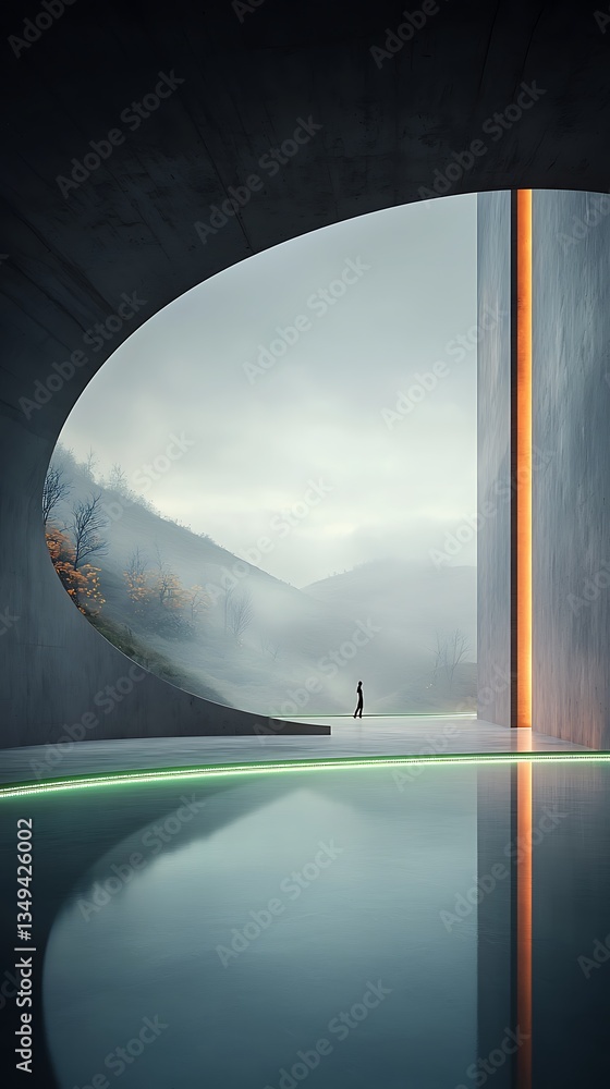 Aufkleber modern architecture with a misty view