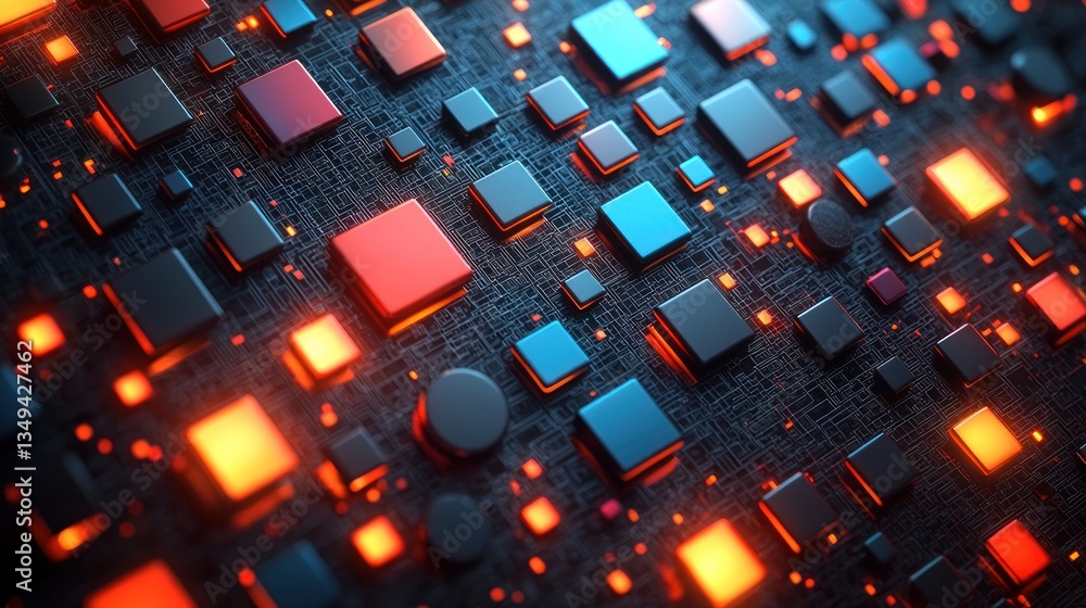 Aufkleber futuristic circuit board with glowing elements for technological concepts