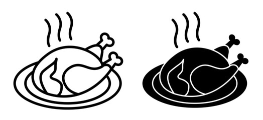Baked turkey icons pack. vector illustrations designs