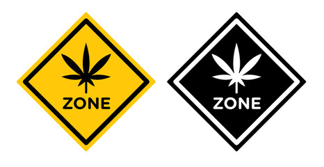 Cannabis zone traffic signs pack. vector illustrations designs