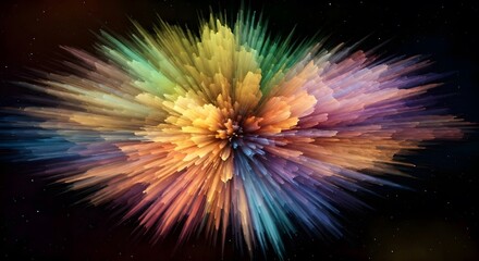 A paint explosion resembling a colorful nebula in space, Ai Generated