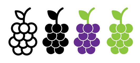 Grape icons pack. vector illustrations designs