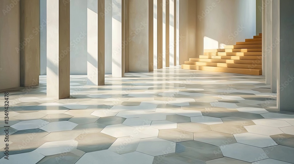 Aufkleber abstract geometric white hexagons in a smooth, modern layout with soft grey gradients. ee