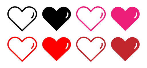 Heart icons pack. vector illustrations designs