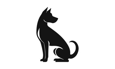 Black silhouette of a dog logo. Symbolizes loyalty, strength and protection