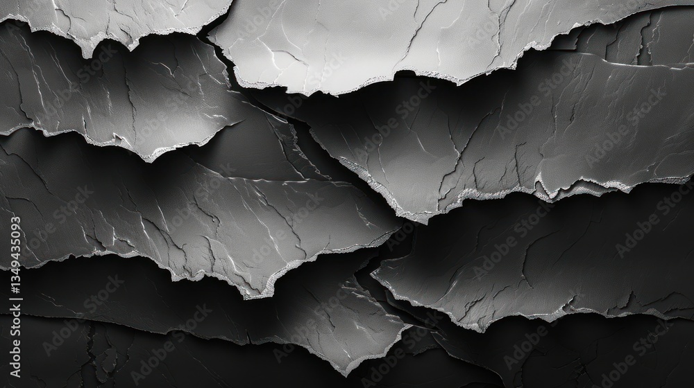 Aufkleber experience a sleek composition of jagged black and white layers highlighted by soft ambient lighting