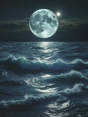Fototapeta premium full moon over water