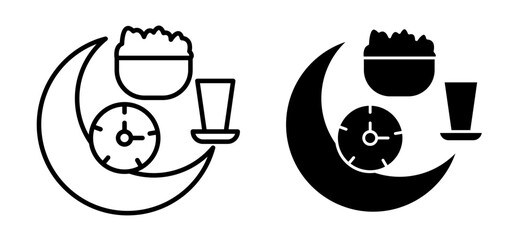 Ramadan iftar icons pack. vector illustrations designs