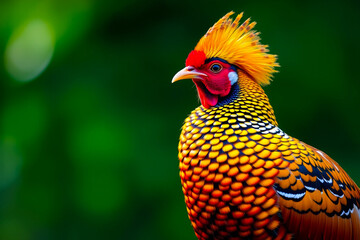 Stunning Golden Pheasant Displaying Its Vibrant Plumage, Striking Colors, and Elegant Feathers in a Natural Wildlife Setting, Showcasing Exotic Avian Beauty