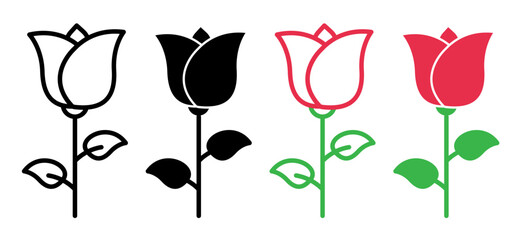 Rose icons pack. vector illustrations designs