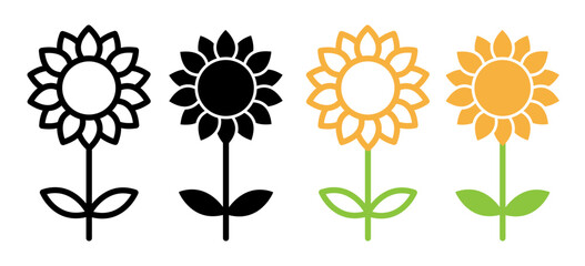 Sunflower icons pack. vector illustrations designs