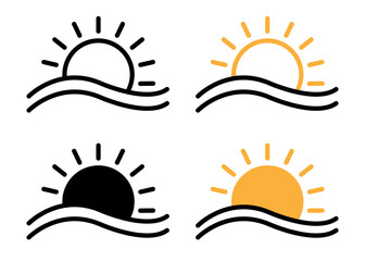 Sunrise icons pack. vector illustrations designs
