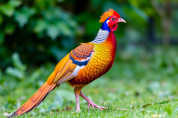 Stunning Golden Pheasant Displaying Its Vibrant Plumage, Striking Colors, and Elegant Feathers in a Natural Wildlife Setting, Showcasing Exotic Avian Beauty