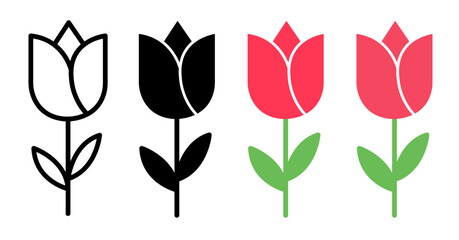 Tulip icons pack. vector illustrations designs
