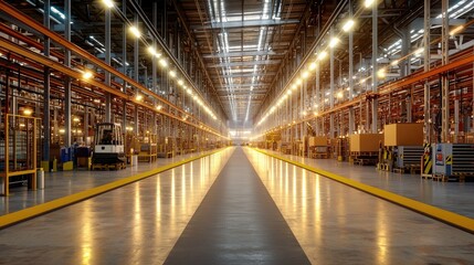 Obraz premium AI-powered blockchain tracking system in a factory setting, enhancing Chinese supply chain efficiency.