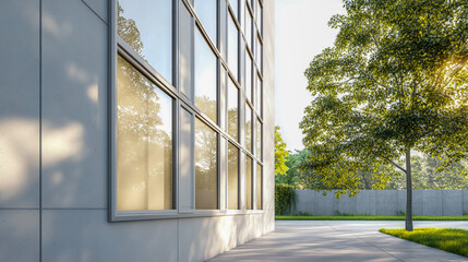 huge pvc window frame isolated on grey background.