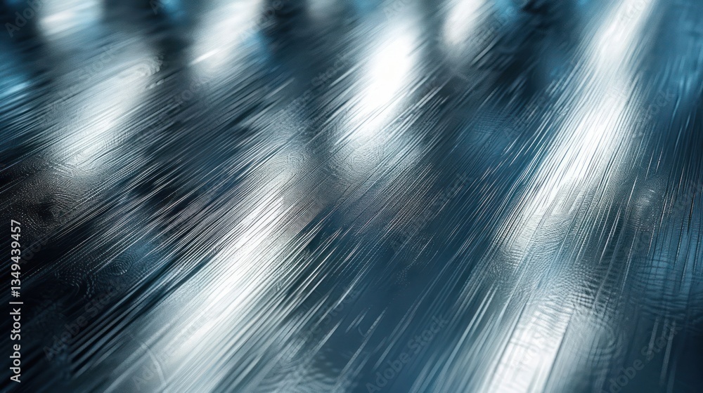 Poster brushed steel features intersecting reflections and soft lighting creating a sleek and modern surfac