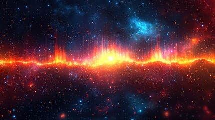 Naklejka premium Cosmic Radiance: An Energetic Depiction of Stellar Light and Galaxy Dust