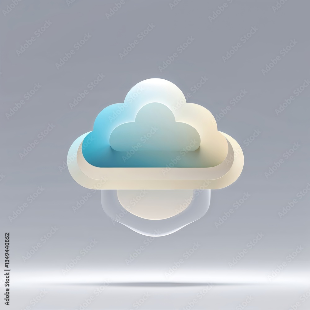 Poster abstract representation of cloud formation with soft colors, creating a serene digital atmosphere fo