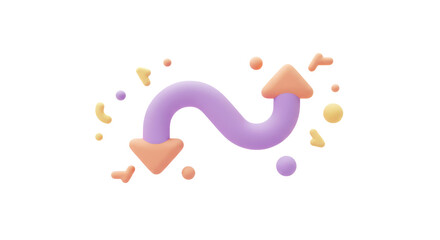 Isolated Purple and Orange Arrow Flow Direction