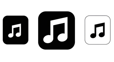 Isolated Music Note Icons in Squares