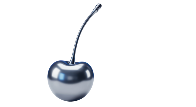Isolated Chrome Cherry with Realistic Reflections